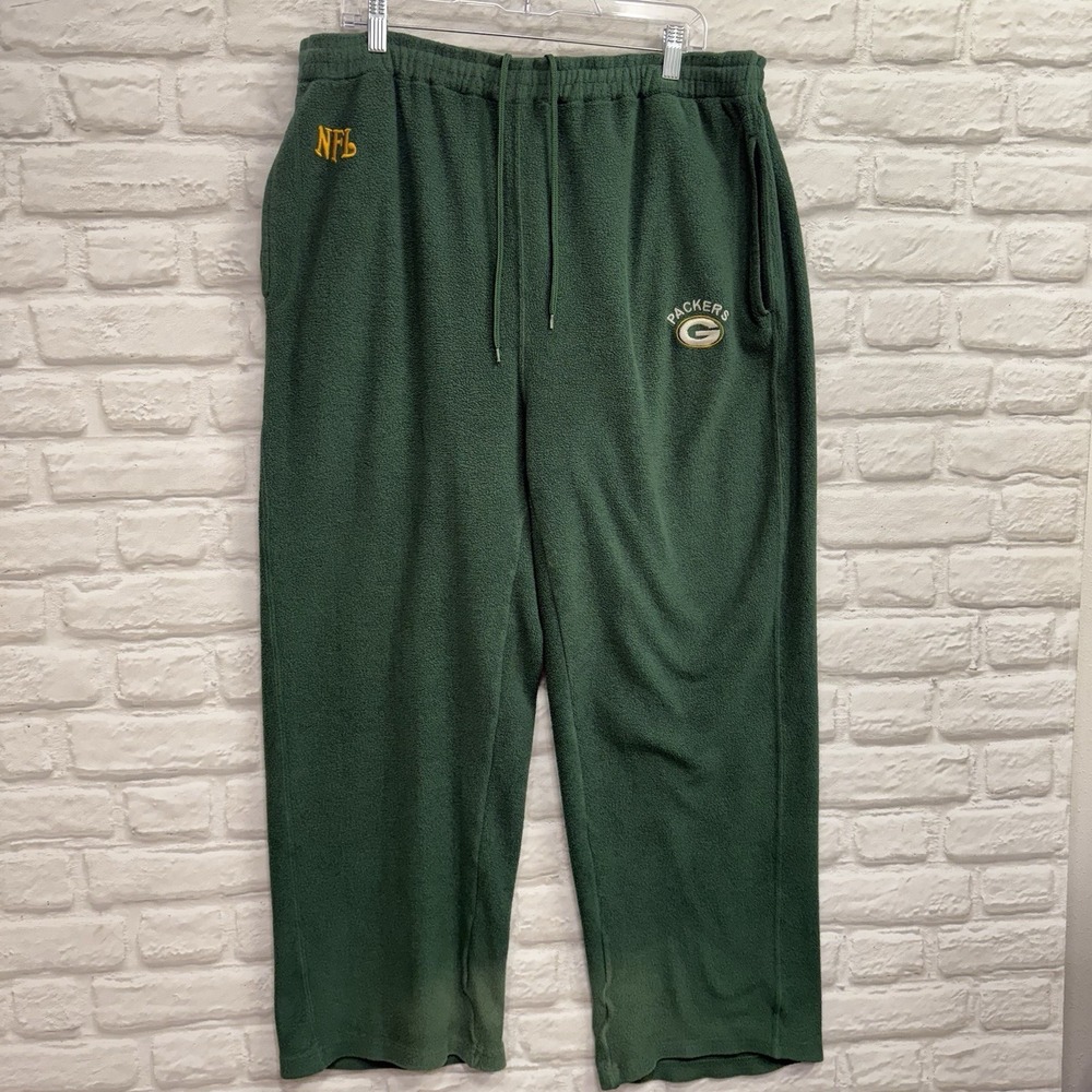 Vtg Green Bay Packers NFL Mens L XL Fleece Lounge Pants Football Team Apparel